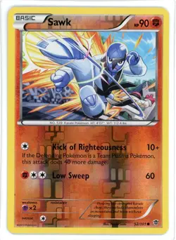 Sawk Reverse Holo 52/101 Plasma Blast Pokemon Card - Image 1