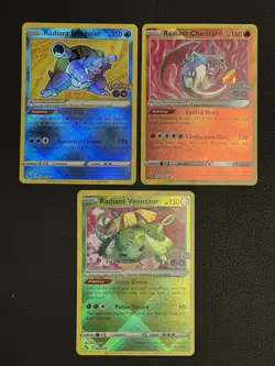 Pokemon TCG Pokemon GO Radiant Charizard Blastoise Venusaur Holo Lot 3 Cards - Image 1