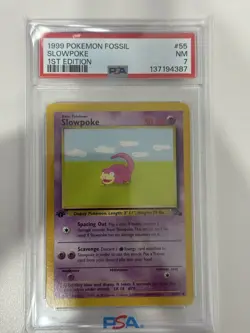 Pokemon TCG Slowpoke Fossil Base Set 1999 Card 55/62 1st Edition - Image 1