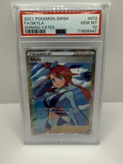 Pokemon TCG Skyla Trainer Full Art Ultra Rare Shining Fates #072/072 PSA 10 - Image 1