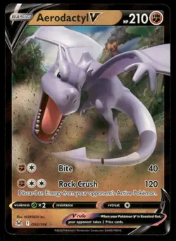 Pokemon Cards Aerodactyl V 092/196 Lost Origin Holo Rare V NM - Image 1
