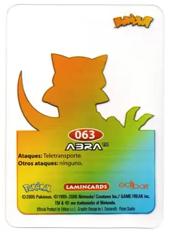 ABRA #063 LAMINCARD COLECCION POKEMON LAMINCARDS 2005 EDIBAS (USADA) - Image 2