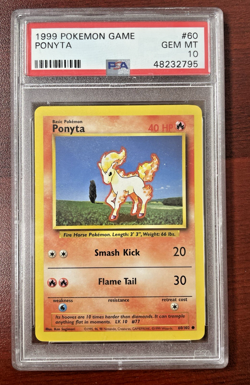 Pokemon Game Base Set 1999 Ponyta PSA 10 Gem Mint 60/102 Vintage WOTC - Image 1