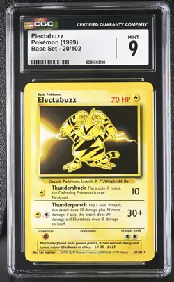CGC 9 Electabuzz 20/102 Rare Base Set Pokemon Card - Image 1