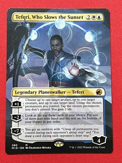 Teferi, Who Slows the Sunset Borderless - Innistrad: Midnight Hunt MTG NM 280 - Image 1