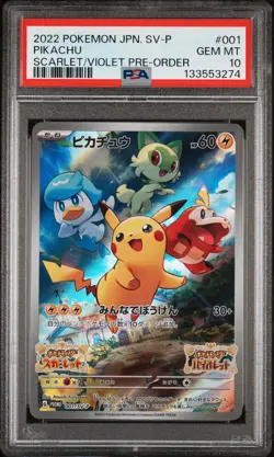 2022 POKEMON JPN SV PROMO SCARLET & VIOLET PRE-ORDER #001 PIKACHU PSA 10 - Image 1