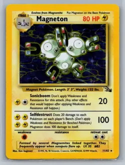 Fossil #11/62 Magneton Holo Rare Pokemon Card - Image 1