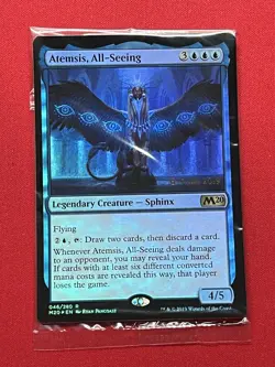 MTG Atemsis, All-Seeing Foil Prerelease Promo M20 Core Original Sealed Wrapper - Image 1
