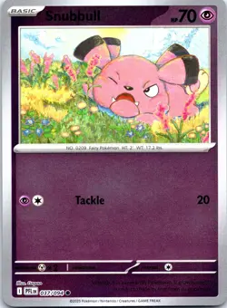 Pokemon Snubbull ME02: Phantasmal Flames PFL REVERSE HOLO 037/094 NM TCG - Image 1