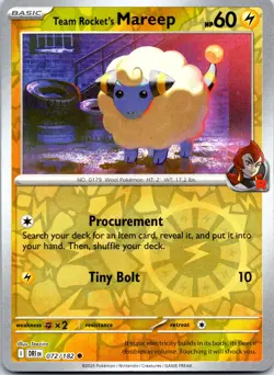 Pokemon Team Rocket's Mareep SV10: Destined Rivals DRI REVERSE HOLO 072/182 NM T - Image 1