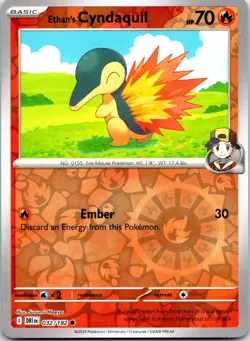 Pokemon Ethan's Cyndaquil SV10: Destined Rivals DRI REVERSE HOLO 032/182 NM TCG - Image 1