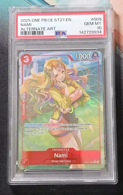 2025 ONE PIECE STARTER DECK ST21-EX GEAR 5 ALTERNATE ART #009 NAMI PSA 10 - Image 1