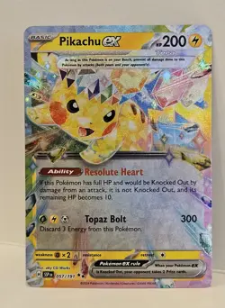 Pokemon Pikachu EX 057/191 SV08 Surging Sparks Double Rare NM Pack Fresh - Image 1