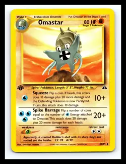 💥 OMASTAR 1ST EDITION 2001 Pokemon Neo Discovery # 43/75 Vintage - Image 1