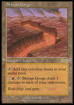 MTG Magic the Gathering Shivan Gorge (326/356) Urza's Saga LP - Image 1