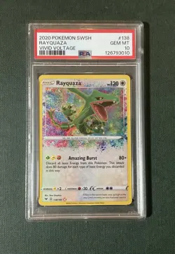 2020 Pokemon SWSH Vivid Voltage #138 Rayquaza Amazing Rare PSA 10 Gem Mint - Image 1