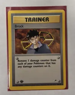 2000 Pokemon GYM HEROES BROCK TRAINER 1ST EDITION #98/132 EXCELLENT CONDITION LP - Image 2