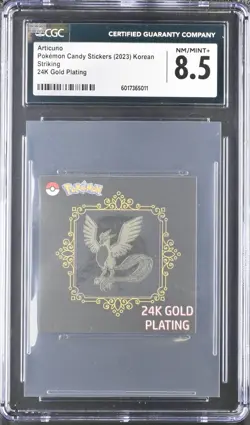 2023 Pokemon Candy Stickers ARTICUNO 24K Gold Plating (Korean) CGC 8.5 - Image 1