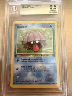 Pokemon Fossil 1st Edition Shellder 54/62 Beckett 9.5 Gem Mint 1999 English - Image 1