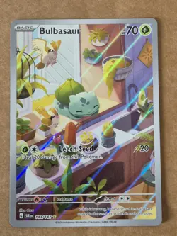 Pokemon TCG Bulbasaur Stellar Crown Illustration Holo Card 143/142 - Image 1