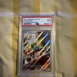 Pokemon TCG Bulbasaur Holo Card Illustration Stellar Crown Rare 143/142 PSA 9 - Image 1