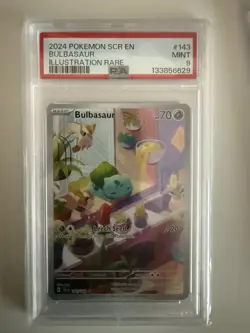 Pokemon TCG Bulbasaur Holo Card Illustration Stellar Crown Rare 143/142 PSA 9 - Image 1