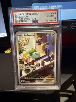 Pokemon TCG Bulbasaur Stellar Crown Illustration Rare Holo Card 143/142 psa10 - Image 1