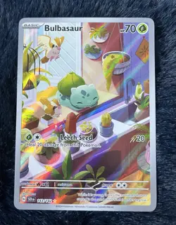Pokemon TCG Bulbasaur Full Art Holo Card Stellar Crown Illustration Rare 143/142 - Image 1