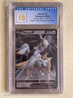 CGC Pristine 10 Arceus V Metal Pokemon Card 122/172 Ultra Premium Collection - Image 1