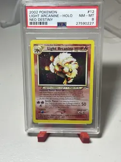 Pokemon TCG Light Arcanine Neo Destiny Holo Card 12/105 PSA 8- Half Swirl - Image 2
