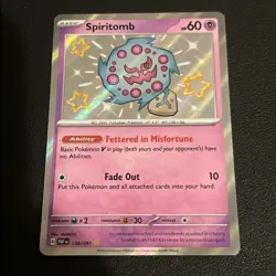 Pokemon TCG- Spiritomb Paldean Fates Holo Card 158/091 Shiny NM - Image 1