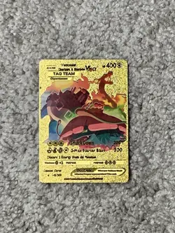 Venusaur, Charizard & Blastoise VMax Tag Team Gold Foil Fan Art Card - Image 1