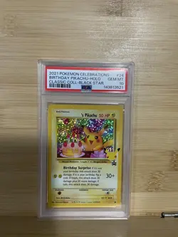 Pokemon Birthday Pikachu 2021 Celebrations Black Star Promo 24 PSA 10 - Image 1