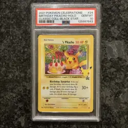2021 Pokemon Celebrations Birthday Pikachu Holo Black Star #24 PSA 10 GEM MINT - Image 1