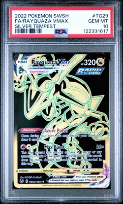 2022 POKEMON SWORD & SHIELD SILVER TEMPEST #TG29 FULL ART/RAYQUAZA VMAX PSA 10 - Image 1