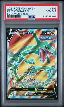 2021 POKEMON SWORD & SHIELD EVOLVING SKIES #193 FULL ART/RAYQUAZA V PSA 10 - Image 1