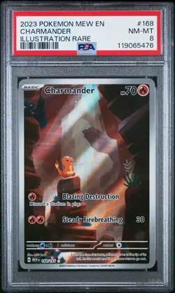 Pokemon Charmander 168/165 Scarlet & Violet 151 Illustration Rare Holo PSA 8 - Image 1