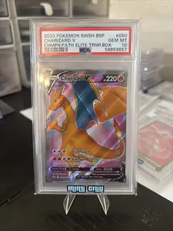 PSA 10 CHARIZARD V SWSH050 FULL ART BLACK STAR PROMO CHAMPIONS PATH POKEMON 🔥 - Image 1