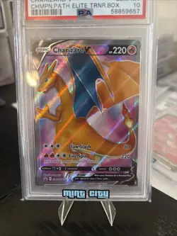 PSA 10 CHARIZARD V SWSH050 FULL ART BLACK STAR PROMO CHAMPIONS PATH POKEMON 🔥 - Image 2