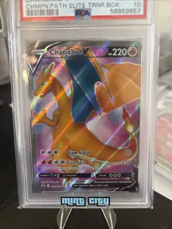PSA 10 CHARIZARD V SWSH050 FULL ART BLACK STAR PROMO CHAMPIONS PATH POKEMON 🔥 - Image 3