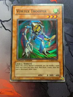 Yugioh Vortex Trooper GLAS-ENSE2 Super Rare Limited Edition - Moderately Played - Image 1