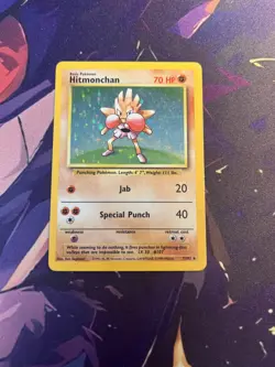 1995 Pokemon Basic Set Hitmonchan Holo Card 7/102 Vintage Rare - Image 1