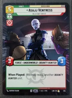 Star Wars Unlimited Asajj Ventress LAW 325 Hyperspace RARE Card - Lawless Time - Image 1