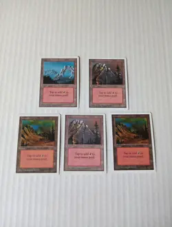 Lot of 5x moutains land revised Third 3rd Edition Basic Land MTG Magic - Image 1