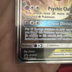 Pokemon TCG Espeon & Deoxys GX Tag Team SM240 Black Star Promo Full Art Holo lp - Image 3