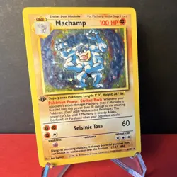 Pokemon Machamp 8/102 1st Edition Holo Rare - WOTC - MP (See Pics/Description) - Image 1