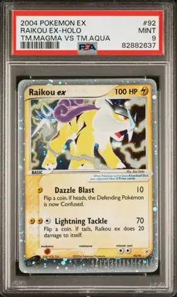 Pokemon Raikou ex EX TEAMM Magma Vs TEAM Aqua Holo Ultra Rare #92 PSA 9 Mint - Image 1