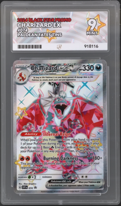 Paldean Fates Charizard EX Black Star Promo #074 ACE LABEL 9 Pokemon TCG - Image 1