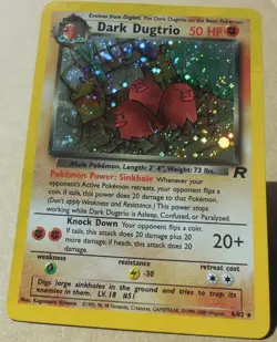 Dark Dugtrio 6/82 Rare Holo Team Rocket Set Pokemon Creases see Pics HP-DMG - Image 1
