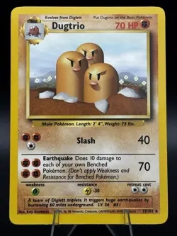 Dugtrio 19/102 Base Set Unlimited -Non Holo Rare- WOTC -LP/MP-Pokemon Vintage - Image 1